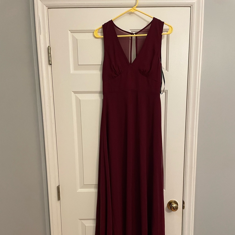 BHLDN burgundy floor length dress